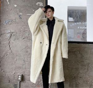 Men039s Trench Coats Men Winter Loose Thick Fake Lamb Windbreaker Coat Outerwear Male Women Streetwear Vintage Long Fur Jacket 5865489