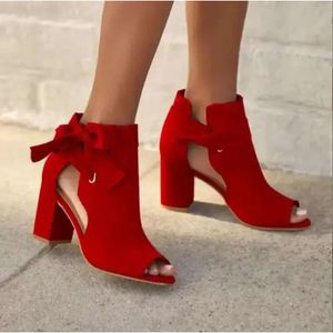 Women Sandals Red Fashion Classic Spring Summer Shoes Legant Ladies Rome Suedes Sandalias Black 29C