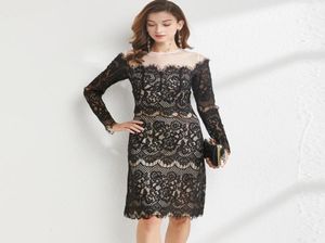 Women039s Runway Dresses O Neck Long Sleeves Embroidery Lace Patchwork Fashion Straight Autumn Dress Vestidos7415635