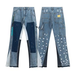 Дизайнерские бренды модных брендов Gallxxyed Patchwork Jeans Men039s и Women039s Чернила промывши