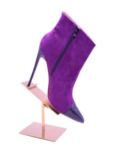 مصممة غير رسمية أزياء النساء المدببة إصبع القدم الأرجواني من جلد الشتاء أحذية شتوية الخنشة عالية الكعب أحذية الكاحل 50057773