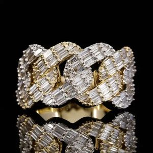 Hip Hop Bust Down Jewelry Ring Iced Out Bling VVS Baguette Moissanite Diamond S Sier Cuban Rings