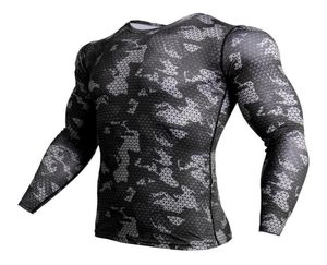 Men039s tshirts camisa de compressão homens camuflagem de manga comprida tee apertada fitness 3d roupas secas rápidas mma rashguard gináss camuflay t9080667