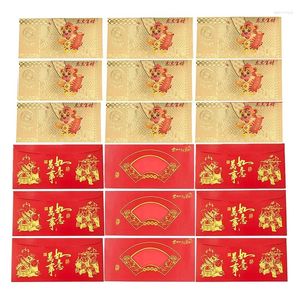 Hediye Sargısı Kırmızı para zarfı ve hazine çantası kartı ile yıl için 10 adet Çin altın banknotu kaplan