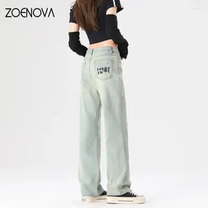 Kvinnors jeans zoenova harajuku street y2k chic raka breda benbyxor 2024 vår sommar mode casual mjuk retro hög midja