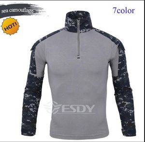 Whole Outdoor Camouflage Long Sleeve Frog Suit Men Sport Tops Tactical Tool Cargo t Shirt Army Military Combat Tee 7 Color8539446