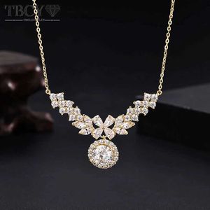 Pendanthalsband tbcyd 2ct D Färg Moissanite Diamond Pendant Vete Necklace For Women 925 Silver 14K Gold Plated Neck Chain Luxury SMYECTS Gifts Q240525