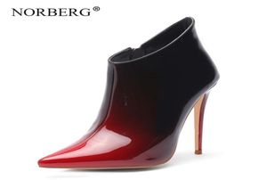 Norberg Classic Zipper Purple Woman Boots Patent Leather Gradient Magic High Heels Pointed Sexy Thin Section Plus Velvet 2105073216600