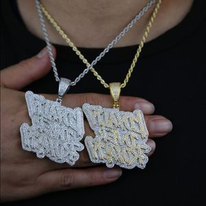 New Iced Out Bling CZ Letter Loyalty Over Royalty Pendant Necklace Cubic Zirconia Two Tone Color Charm Men Women Hip Hop Jewelry Sjixm