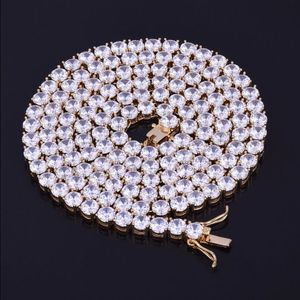 Bling Iced Out Теннисная цепь, авторская эуника, 24 -дюймовый 1 ряд мужской ожерелья хип -хоп бренд серебряный / золотой сеть мужской цепь Cz Fashion Eweee Mhcj