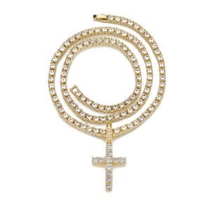 Naszyjniki wiszące Krzyż Naszyjnik Hip Hip Hop 4 mm moissanite diamentowy łańcuch tenisowy 925 Srebrne dla kobiet Mężczyzn biżuterii 20 cali