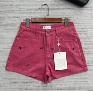 CH6862 designer shorts kvinnor sommarstjärna broderi rosa märke jeans korta denim shorts kvinna kläder