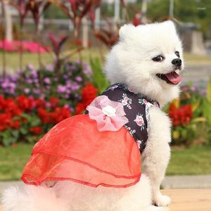 Vestido de cachorro primavera cães e gatos da primavera da saia floral coreana vestido de vento suprimentos pequenos de casamento de tamanho médio