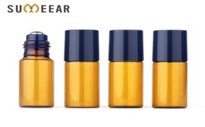 100 adet lot 5ml Mini Rulo Esansiyel Yağ Şişelerinde Doldurulabilir Silindir Top Şişe Kahverengi Cam Şişe Boş Parfum Şişeler 2010139608642