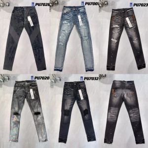 Lila jeans denim byxor av hög kvalitet rak män lila jeans designer jean män rak design retro streetwear casual tröja mager stretch byxor