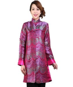Women039S Trench Coats Discount Pink Chinese Satin Satin Jacket Mandarin Cotur CLART OTWARTY ZAGISKA KLUKACJA Rozmiar S do x8510159