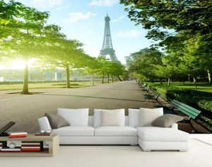 Обои на обои дома 3D Nature Paris Eiffel Tower Street View Modern Living Room