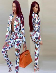 Women Jewelry Printed Clothing Set White 2pcs Tracksuits Jacket Pants Outfits Suits2988262