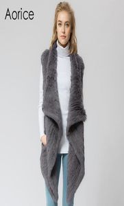 Pudi VR024 Knitted knit new real rabbit fur vest overcoat jacket women039s winter warm plus size3973001