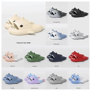 2024 Luxury designer woman sandal Summer Shark Slippers Men Couples Indoor Outdoor Shark Slides Thick Soled Shoes Sandals black white Gradient Flip Flops