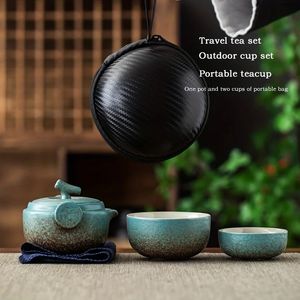 1 set di teiera in ceramica Kung Fu fatte a mano e tazza da tè per il salotto di viaggio in campeggio Regalo creativo portatile 240522