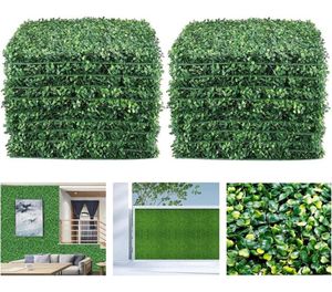 Decorative Flowers Wreaths 12Pcs 25x25cm Artificial Plant Wall Panel Boxwood Grass Backdrop Panels Home Garden Backyard Fence Gr4596682