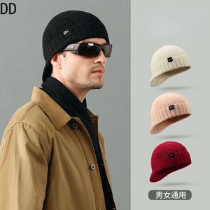 Fashion Design Mens Beanie Autunno inverno Chic Wool Miscela Cappello a maglia calda Maschio Y2K Street Street Hip-pop Cap Termal Gentlemen 240515