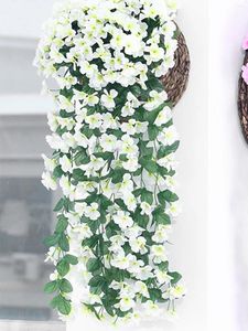 Flores decorativas 1pc Bouquet de 85cm/33,5 polegadas Pátio Pátio Pátio Pátio Pátio Decoração ao ar livre pendurado orquídeas artificiais