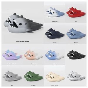 Nya tofflor Summer 2024 Designer Shark Sliders Män Kvinnor Slides Blue Memory Foam Sandaler Soft Tjock Cushion Slipper Cloud Inomhus utomhus