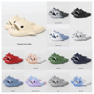 Luxury designer woman sandal Summer Shark Slippers Men Couples Indoor Outdoor Shark Slides Thick Soled Shoes Sandals black white Gradient Flip Flops