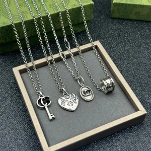 Luxury brands New designer Pendant 925 Sterling Silver Necklace for Women Man Popular in Europe America Couples Retro Chain Gold with double G Necklace jewelry GU