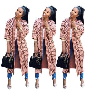womens coats long trench coats argyle print jackets ol style cardigan capes long rib sleeve duster pink outwear casual clothes s2x5459092