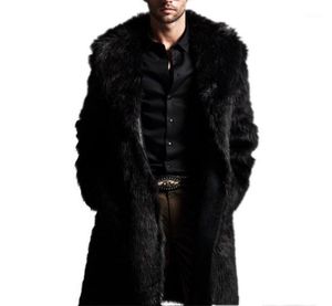 ファッション全体の冬の男性コートフェイクファーロングジャケットメンズコート長袖ターンダウンカラーコートプラスサイズのメンズアウトウェアllongco1416373