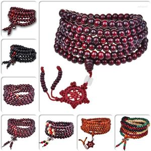 Strand Sandalwood Small Buddha Beds Bracelet Bracelet Purple Multi -Leeded Men's Women's Bracelets 108 de madeira