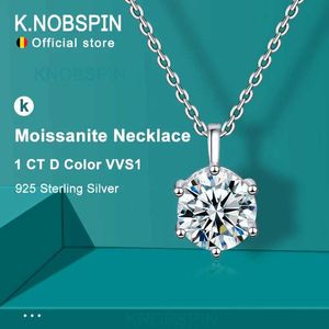 Naszyjniki wiszące K.NOBSPIN 2.0CT VVS1 D Kolor Naszyjnik Moissanite 925 SOILD STERLING Sliver z certyfikatem biżuterii dla kobiety Q240525