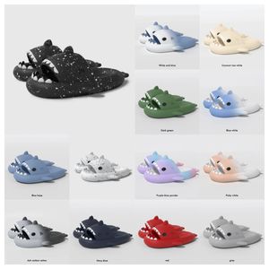 Luxury designer women sandal Summer Shark Slippers Men Couples Indoor Outdoor Shark Slides Thick Soled Shoes Sandals black blue Gradient Flip Flops