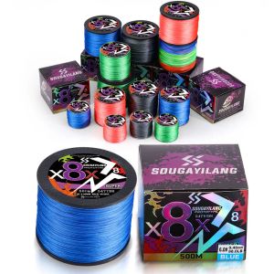Sougayilang 100M 300M 500M 8 Strands Braided Line 18-88LB Multifilament PE Braided Fishing Line Super Strong for Salt Freshwater
