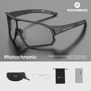 RockbrosサイクリングメガネPochromic Mtb Road Bike Glasses UV400保護サングラス超光スポーツ安全なアイウェア機器240520