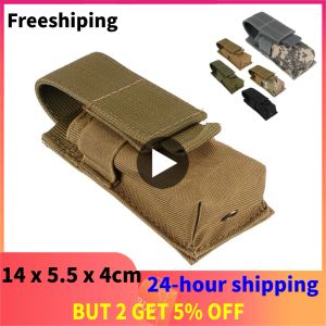 Tactical Molle M5 ficklampa påse CQC Single Pistol Magazine Pouch Torch Holder Case Outdoor Hunting Knife Light Holster Bag