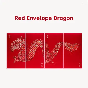 Party Favor Red Envelope 2024 Dragon Golden Stamping of Bags under den kinesiska årets semester