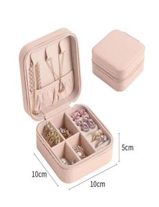 Portable Small Jewelry Box Jewellery Organizer Faux Leather Mini Travel Case Display Storage Cases for girls Rings Earrings Neckla4226540