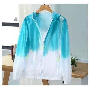 Kvinnorjackor Gradient Sunscreen Clothing Summer Loose Breattable Fashion Sun-Protective Outdoor Thin Zipper Coat 86