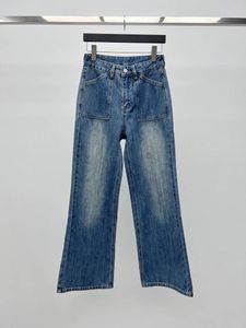 Jeans femininos de cintura alta calças de perna reta para a primavera/verão 2024 051