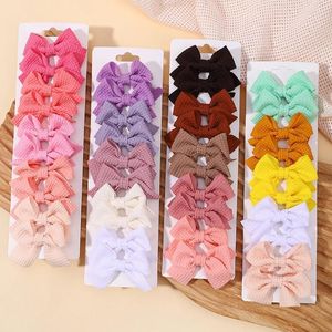 Hair Accessories 10Pcs/Set Cute Ribbon Bowknot Clips For Kids Handmade Nylon Bows Hairpin Barrettes Headwear Baby Girls Oommp