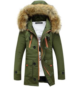 Jaqueta de inverno quente Men mais tamanho 3xl Moda Zipper masculino Jaquetas com capuz de comprimento Casaco casual para fora de neve Coats4892372