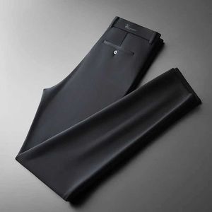 Men's Pants BROWON Brand Men Pants 2024 Autumn and Winter New Business Casual Solid Color Suit Pants Mid Straight Elastic Pants Men Clothing Q240525