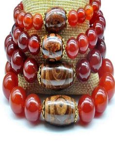 Натуральные мужчины круглые бусины Ruby Agate 925 Серебряные браслеты Bracciali Donna Women Charm Dzi Beads Lucky Jewelry Accessory5793619