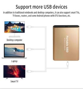 Original 100% höghastighets extern hårddisk 1TB Portabel SSD USB 3.1 2TB Mass Storage Mobile Hard Drive SSD för Laptop PC Mac Mac Mac