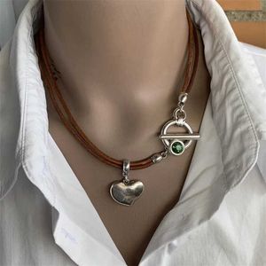 Подвесные ожерелья этнический стиль винтажный круглый регулируемый подвесной ожерелье для женщин, богемный стиль, кожаный шнур вечеринка, подарки на день рождения подарки Q240525