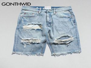 GONTHWID Ripped Destroyed Distressed Denim Shorts 2020 Mens Hole Denim Shorts Blue Male Hip Hop Fashion Casual Dot Jeans Short CX23169038